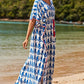 V-Neck Plus Size Caftan Swimsuit Cover Up with Side Split