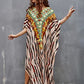 V-Neck Leopard Print Kaftan for Women Beach Cover Up
