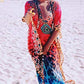 Leopard Print V-Neck Chiffon Swimsuit Cover-Up Maxi Dress