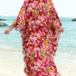 Eddoyee Womens Loose Kaftan Dresses Floral Print Plus Size Caftan Side Split V-neck Beach Bathing Suit Cover Up Red