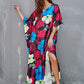Purple V-Neck Ethnic Print Kaftan Beach Cover Up