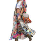 Print Kimono: Women's Short Sleeve Swimsuit Cover Up