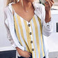 Yellow Striped V-Neck Cami Tank Top - Women's XXL