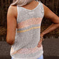 Sexy Grey Striped O Neck Cami Tank - Women's XL
