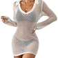 Long Sleeve Crochet Beach Bikini Cover Up Women's Tunic Top