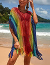 V-Neck Crochet Tassel Coverups - Women's Swimwear