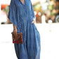 Plus Size Striped Print Beach Kaftan Dress - Button-Up Cover Up