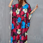 Purple V-Neck Ethnic Print Kaftan Beach Cover Up