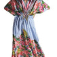 V-Neck Floral Beach Kaftan Dress: Swimsuit Cover Up