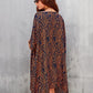 Women's Stripe Print Swimsuit Cover Up V-Neck Midi Dress