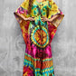 V-Neck Ethnic Print Plus Size Kaftan for Women Beach Cover Up