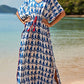 V-Neck Plus Size Caftan Swimsuit Cover Up with Side Split