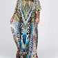 Print V-Neck Half Sleeve Beach Kaftan Dress Plus Size