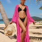 Women's Rose Dot Print Swimsuit Cover Up Kimono with Belt