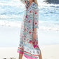 Chiffon Floral Print V-Neck Beach Kaftan Cover Ups for Women