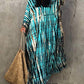 Plus Size Stripe Print V-Neck Beach Kaftan Cover-Up