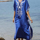 V Neck Embroidery Kaftan: Loose Beach Swimsuit Cover Up