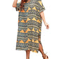 V Neck Print Plus Size Beach Kaftan Swimsuit Cover Up