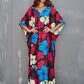 Purple V-Neck Ethnic Print Kaftan Beach Cover Up