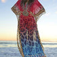 Leopard Print V-Neck Chiffon Swimsuit Cover-Up Maxi Dress