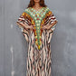 V-Neck Leopard Print Kaftan for Women Beach Cover Up