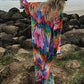 Feather Print Kimono: Women's Long Sleeve Beach Cardigan