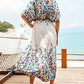 Floral Print Kimono: Women's Short Sleeve Beach Cover Up