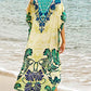 Plus Size V-Neck Kaftan Dress: Short Sleeve Beach Cover Up