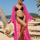 Women's Rose Dot Print Swimsuit Cover Up Kimono with Belt