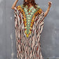 V-Neck Leopard Print Kaftan for Women Beach Cover Up