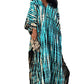 Plus Size Stripe Print V-Neck Beach Kaftan Cover-Up