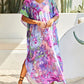 Purple Tie Dye Plus Size Kaftan Dress for Women's Swimsuit Cover Up