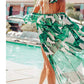 Long Sleeve Leaf Print Women's Beach Kimono Cover Up