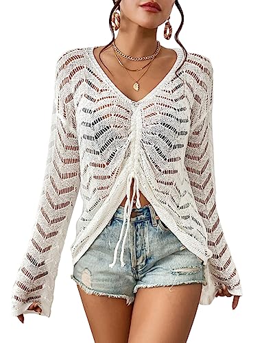 Long Sleeve Sexy Beach Bikini Crochet Cover Up