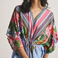 V-Neck Floral Beach Kaftan Dress: Swimsuit Cover Up
