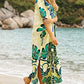 Plus Size V-Neck Kaftan Dress: Short Sleeve Beach Cover Up