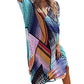 V-Neck Beach Kaftan Maxi Cover-Up with Colorful Print