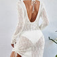 Long Sleeve Crochet Beach Cover Up Dress for Women