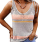 Sexy Grey Striped O Neck Cami Tank - Women's XL