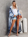 Dark Blue Tie Dye Kimono Cover-Up for Women