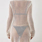 Long Sleeve Crochet Beach Bikini Cover Up Women's Tunic Top