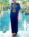 V Neck Beach Kaftan: Sexy Short Sleeve Swimsuit Cover Up