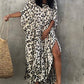 Leopard Print Long Kaftan Swimsuit Cover-Up for Women
