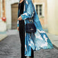 Crane Print Kimono: Women's Beach Cover Up with Belt