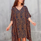 Women's Stripe Print Swimsuit Cover Up V-Neck Midi Dress