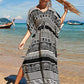 V-Neck Drawstring Kaftan Swimsuit Cover Ups for Women