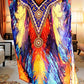 Half Sleeve Print Beach Kaftan Dress for Women