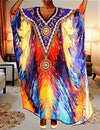 Half Sleeve Print Beach Kaftan Dress for Women