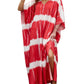 Red V-Neck Print Beach Kaftan Dress Cover-Up