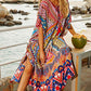 V-Neck Turkish Kaftan Maxi Dress Women's Beach Cover Up